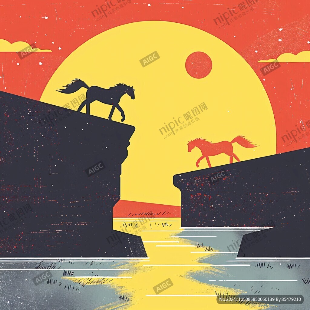 马头岩插画