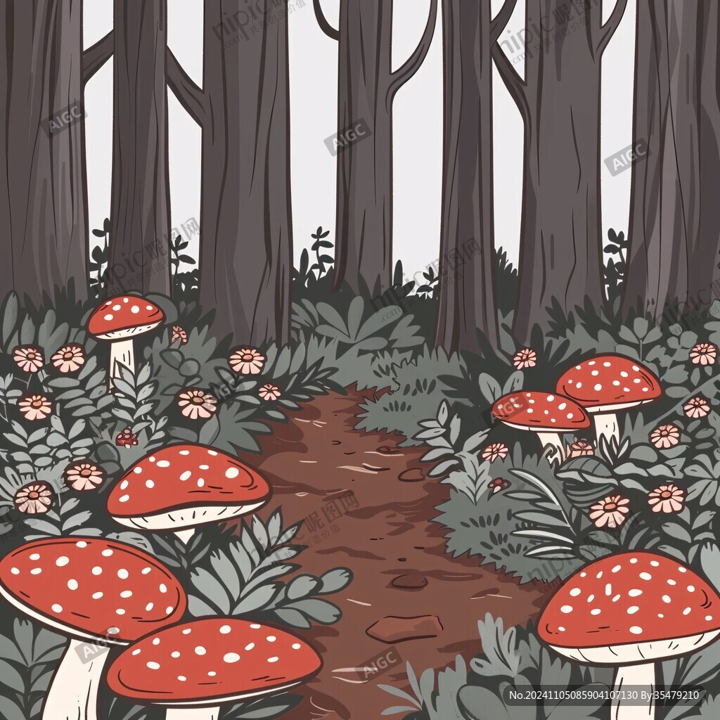 原创蘑菇插画图案