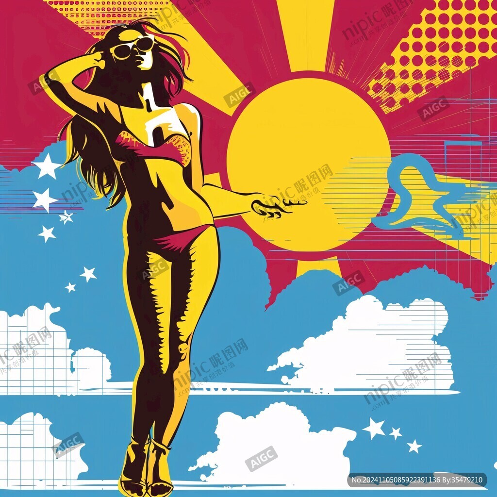 潮流插画美女人物插画