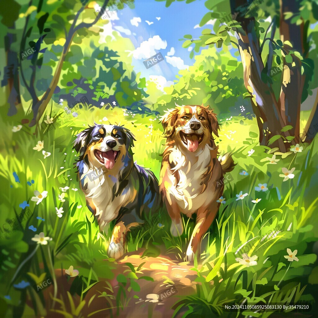 金毛犬插画