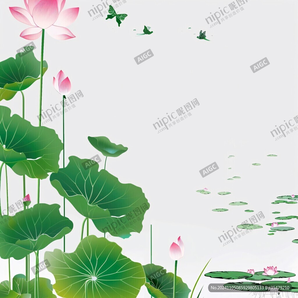 荷花移门素材