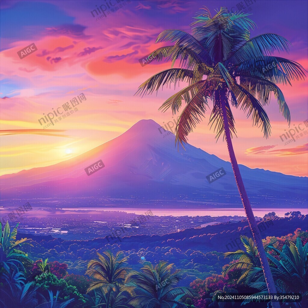 日出风景插画