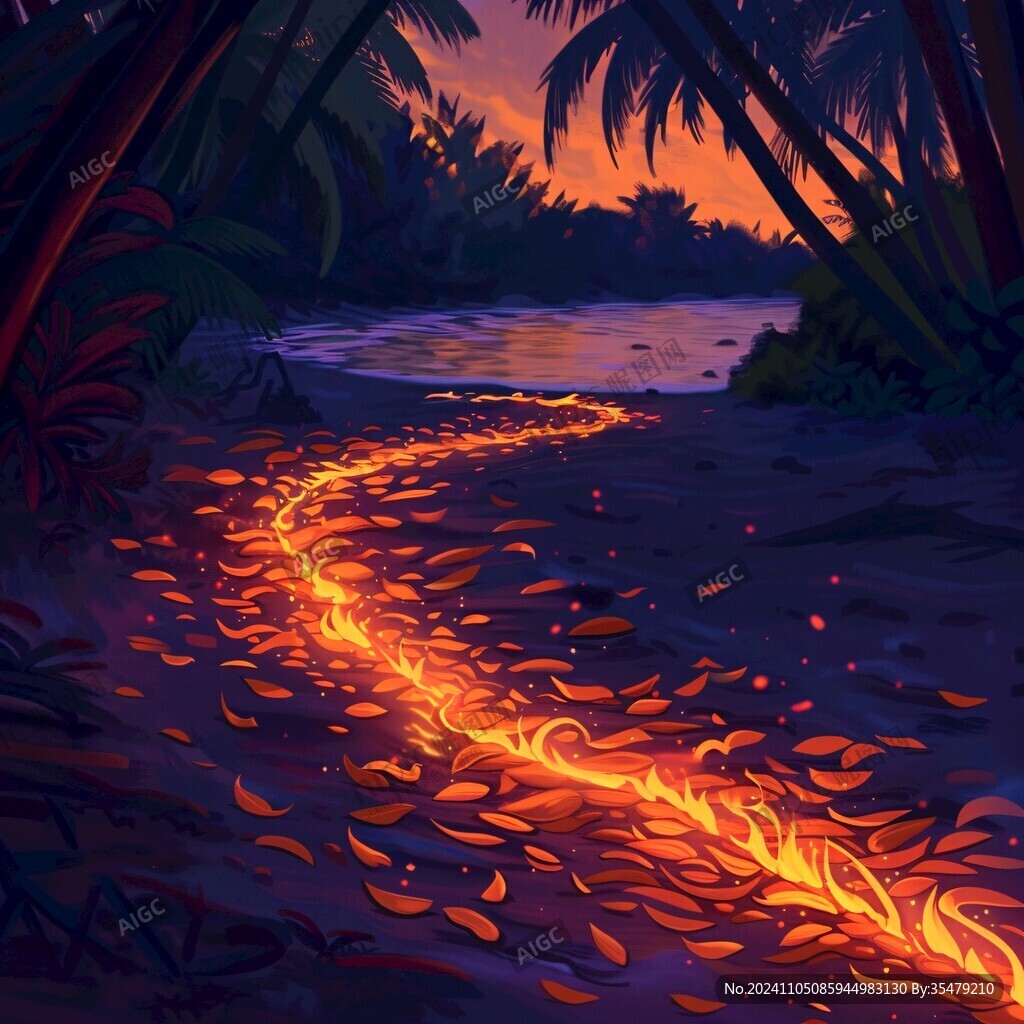 海边落日插画