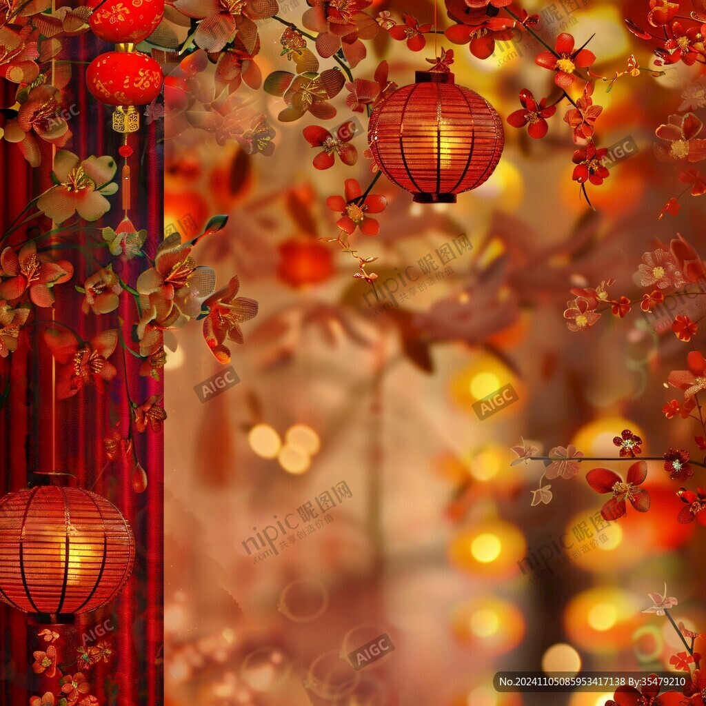 灯笼梅花背景图