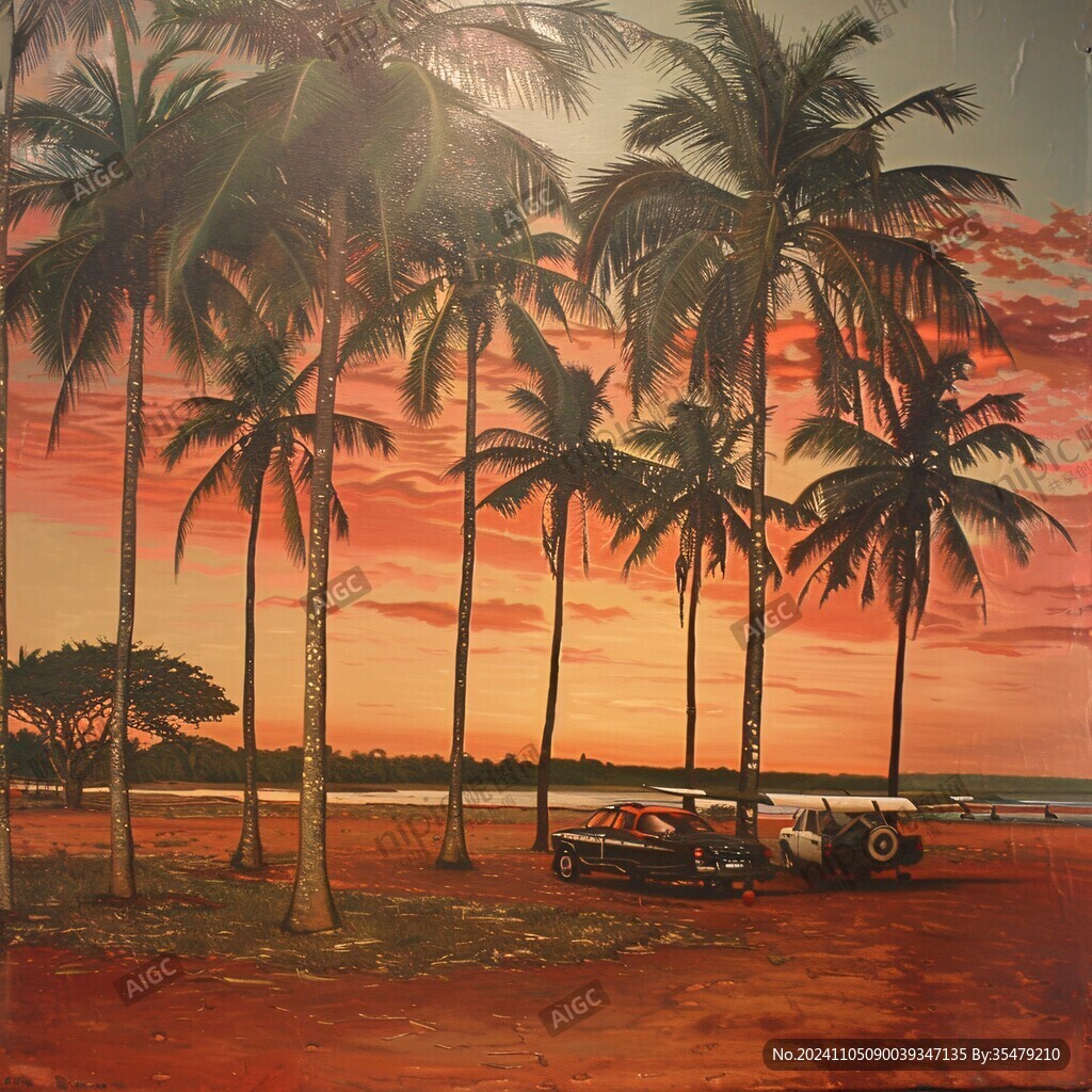 夏威夷海滩油画
