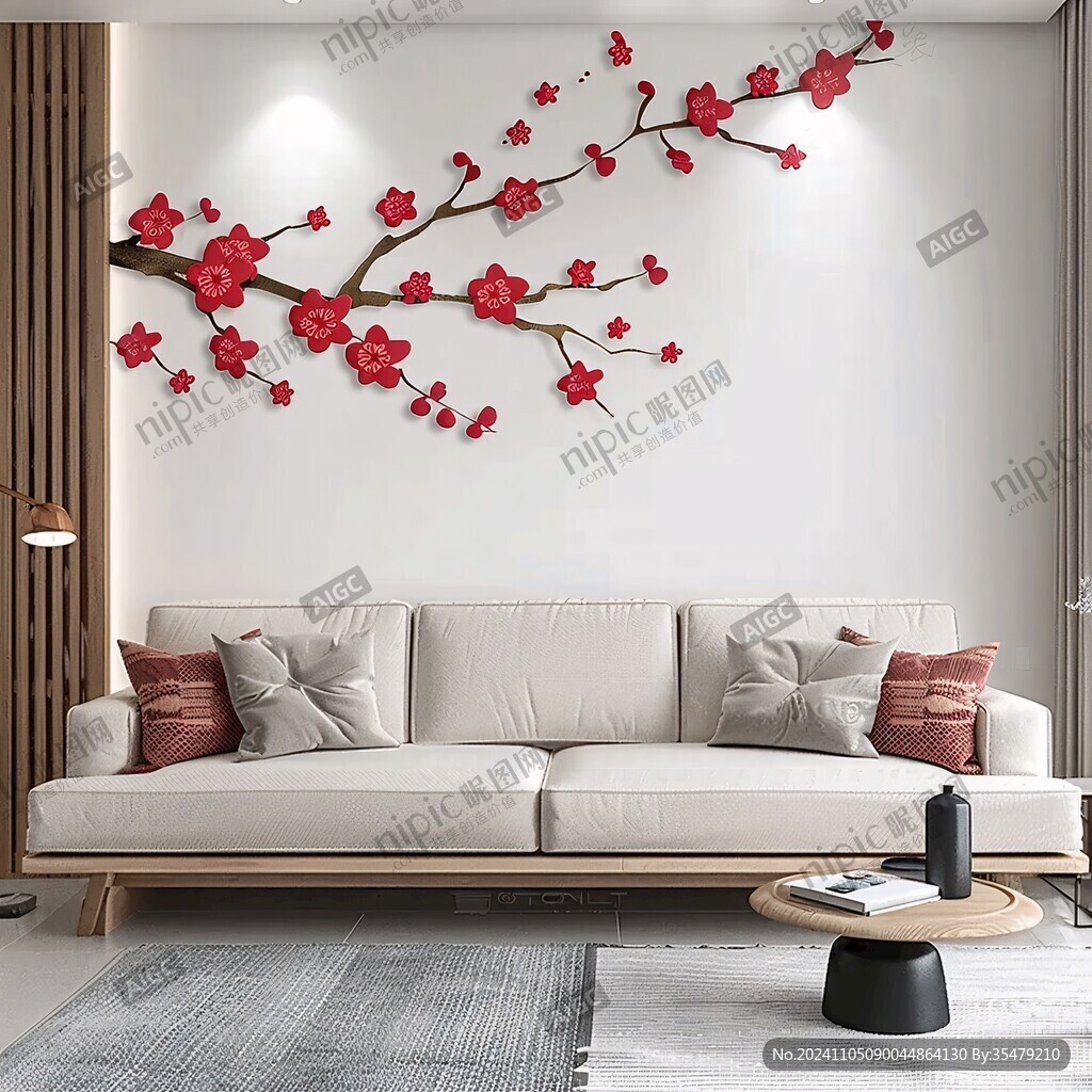 沙发梅花背景墙