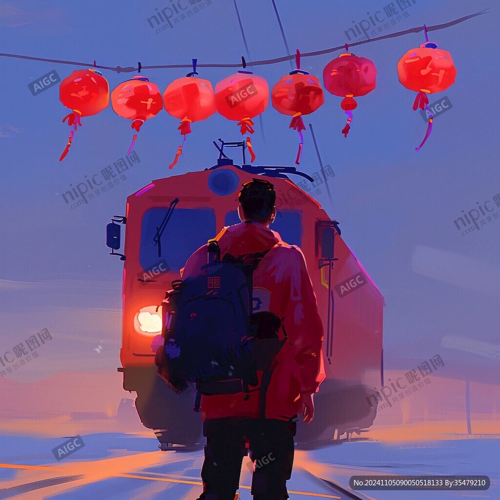 回家过年插画
