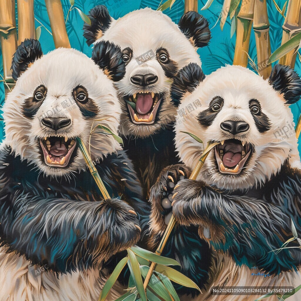 写实熊猫插画