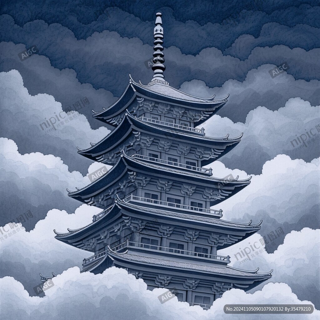 飞英塔插画