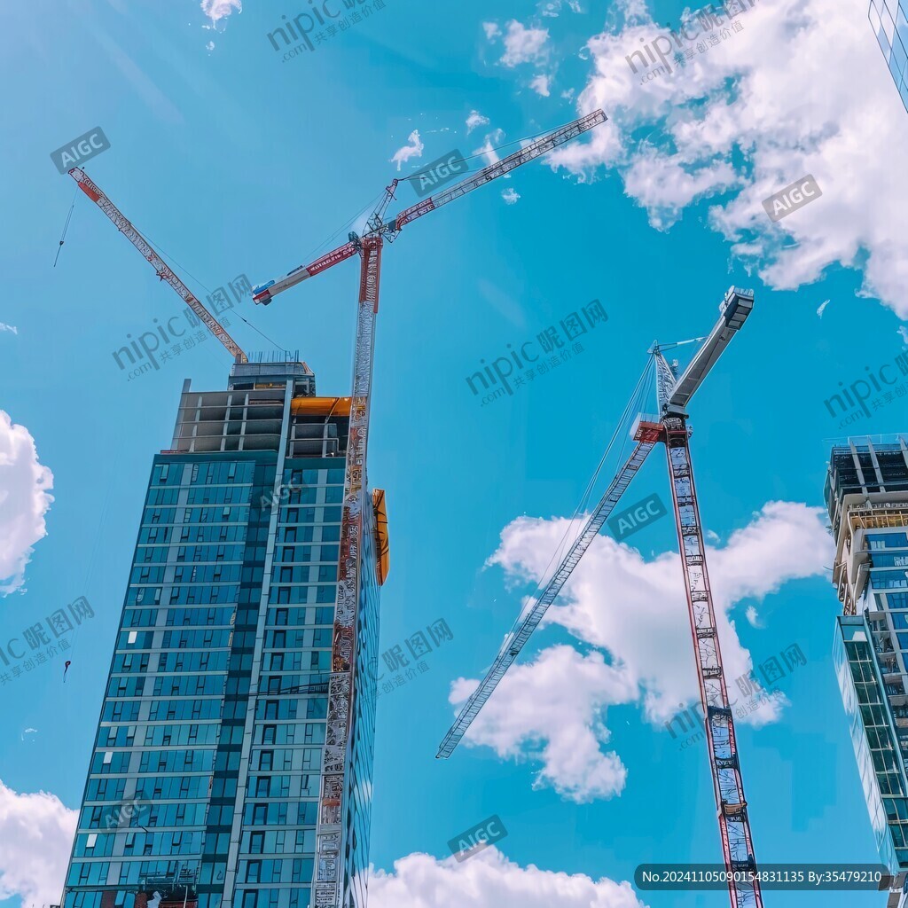 蓝天白云建筑工地