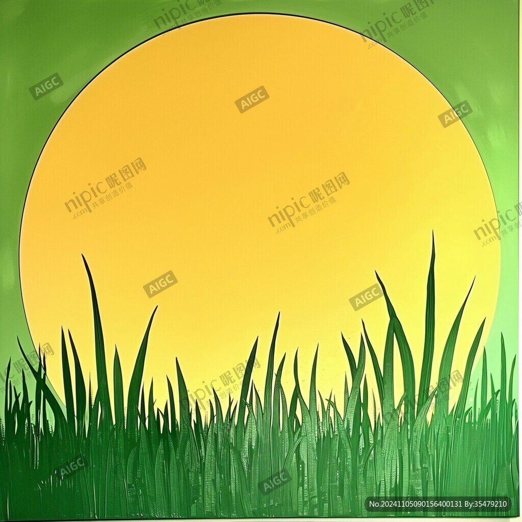 草丛后的落日
