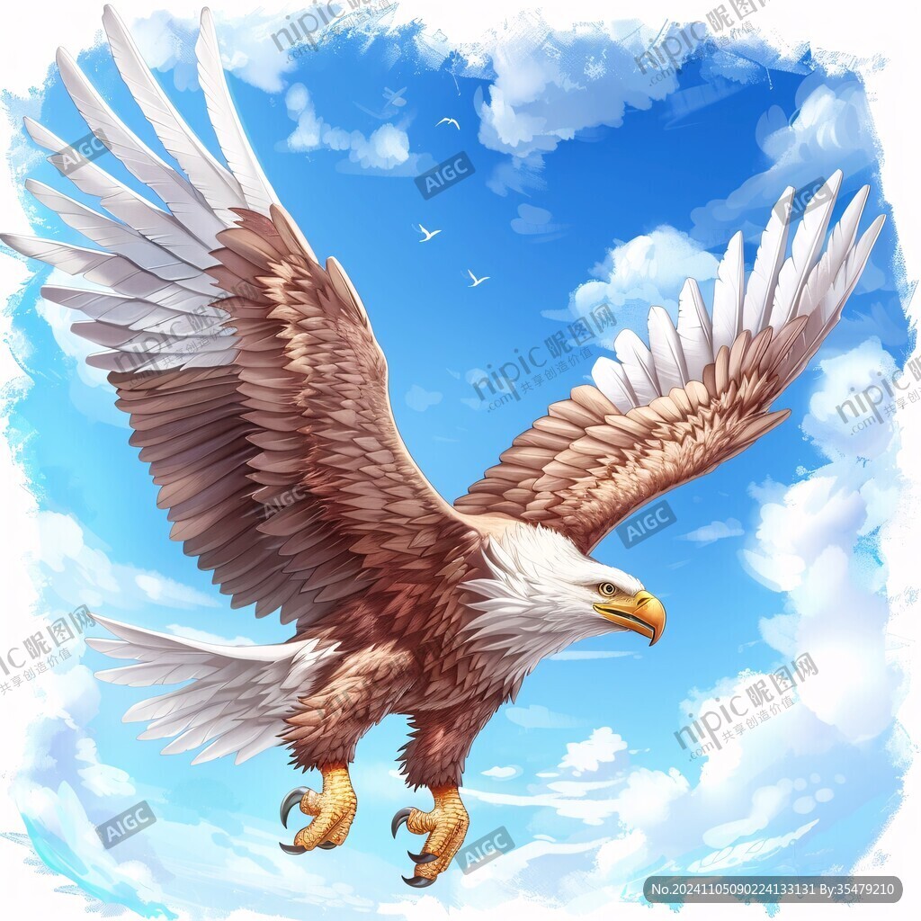 大鹏展翅手绘老鹰