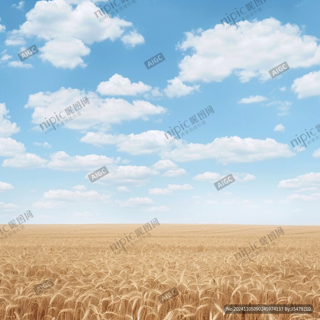 麦田风景蓝天白云