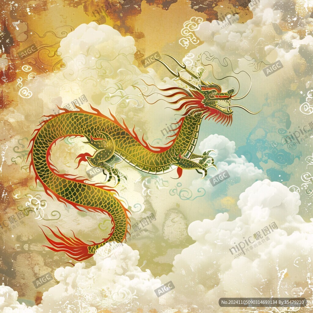 龙凤呈祥喷绘插画高清