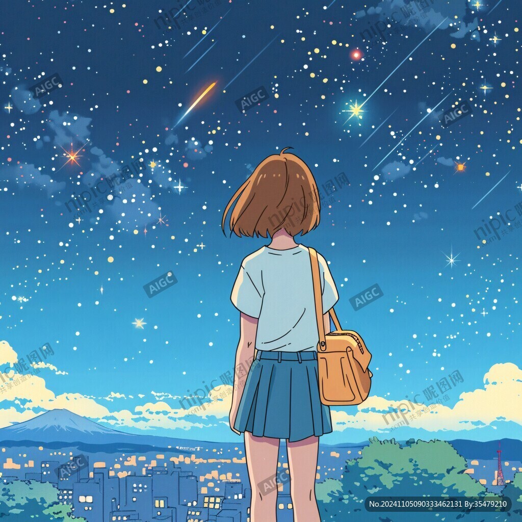 星空下的少女