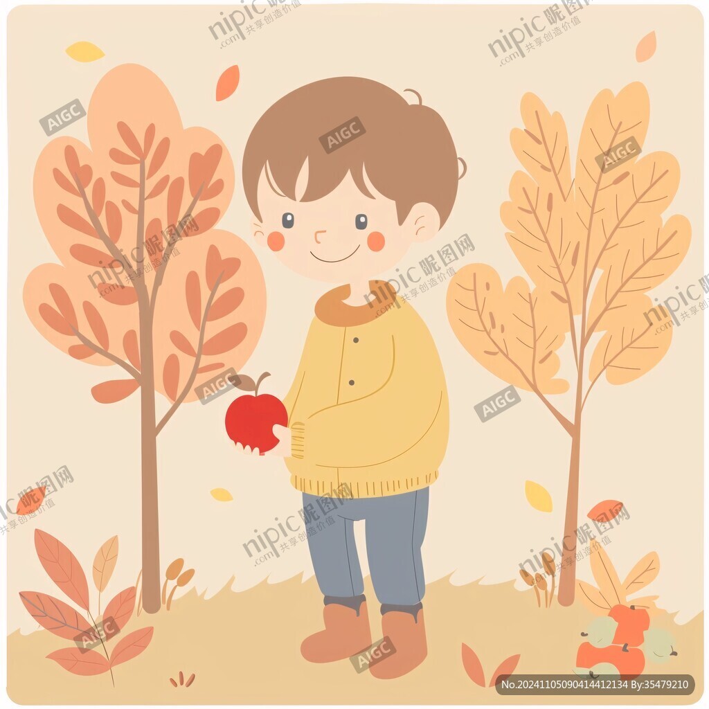 卡通树叶男孩