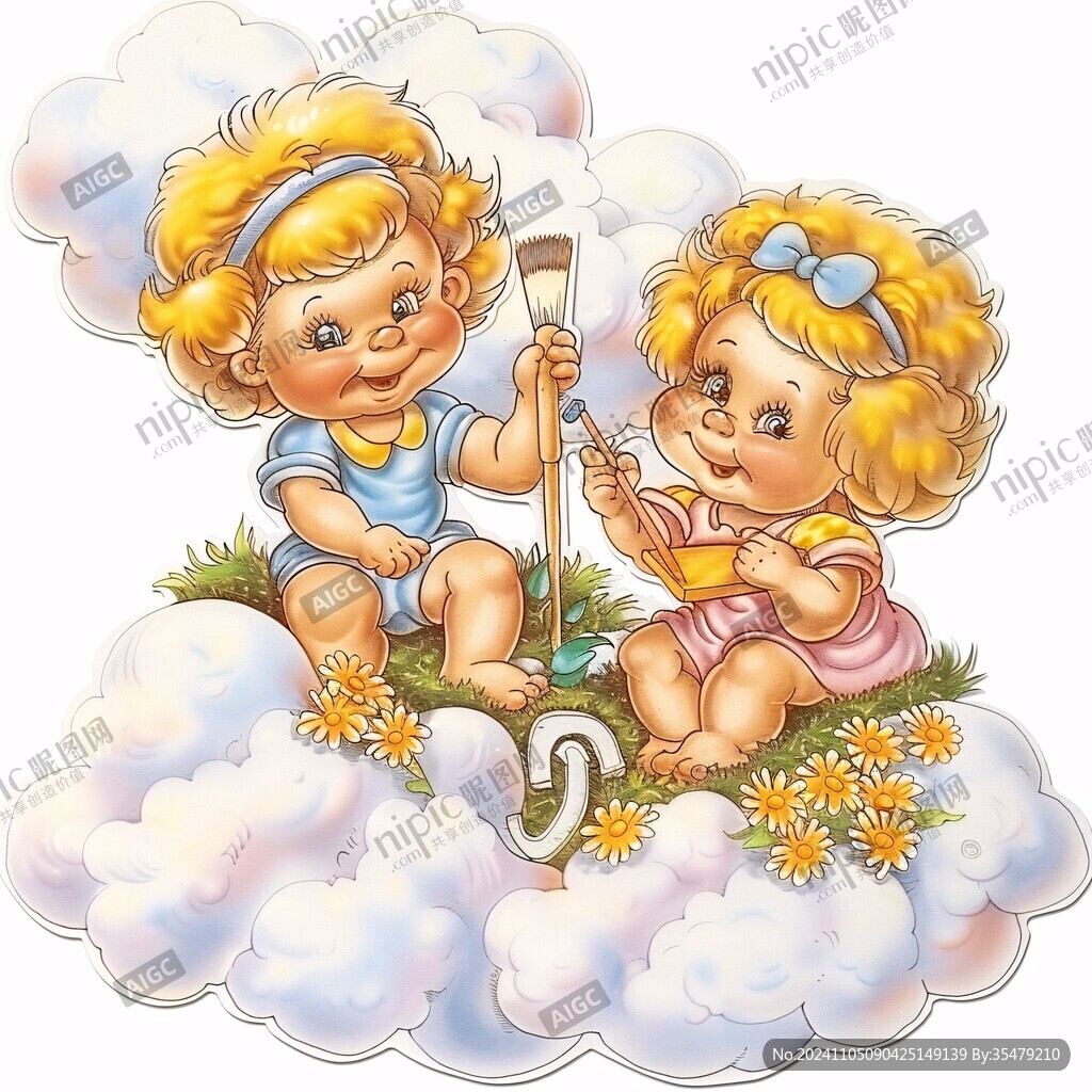 天使儿童插画