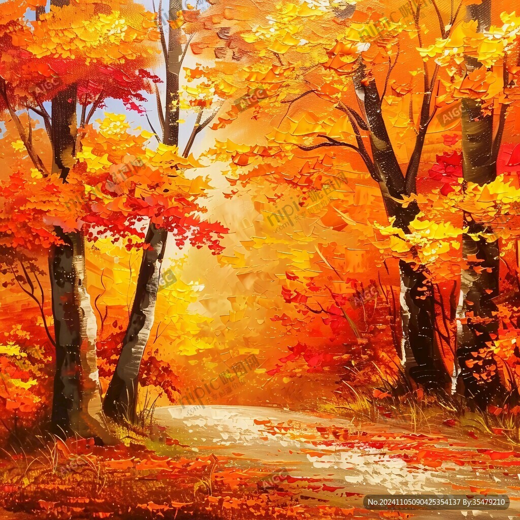 秋天美景秋天森林画