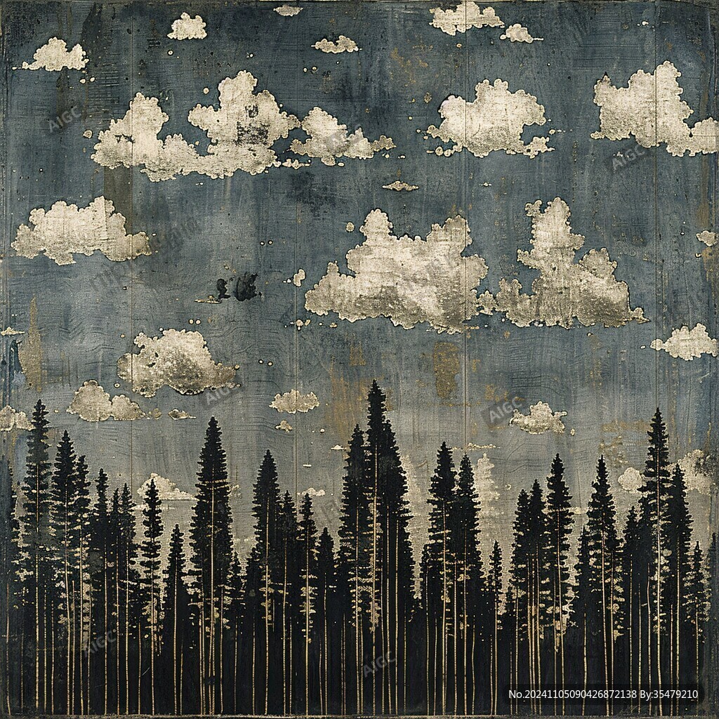 高空府视森林抽像画