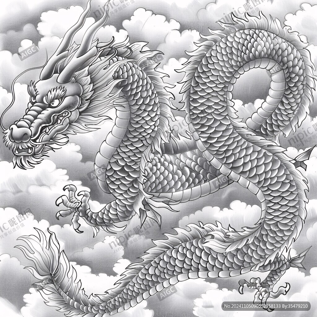 手绘精细高端龙图案