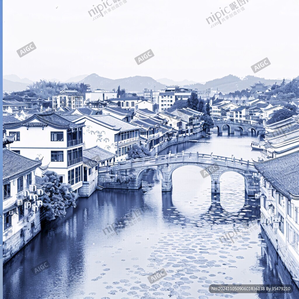塘栖古镇黑白照片