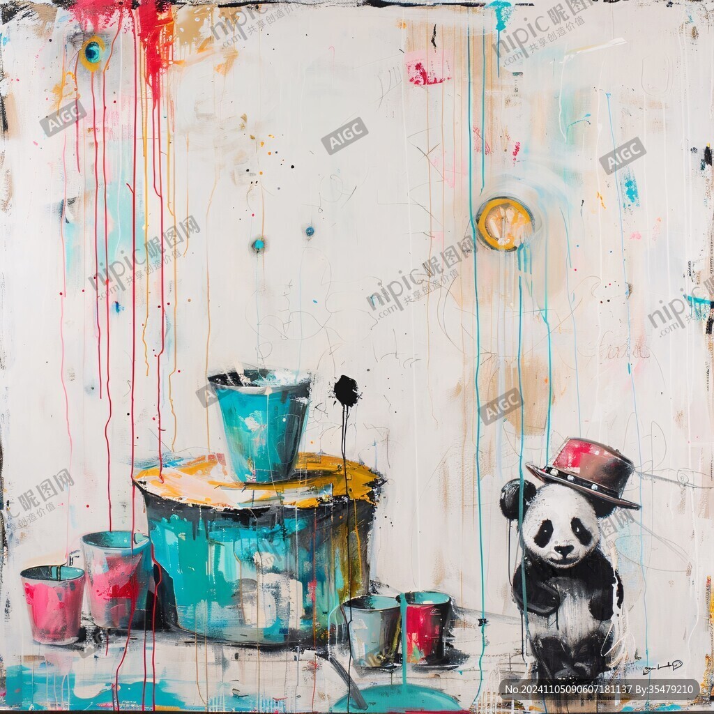熊猫油画