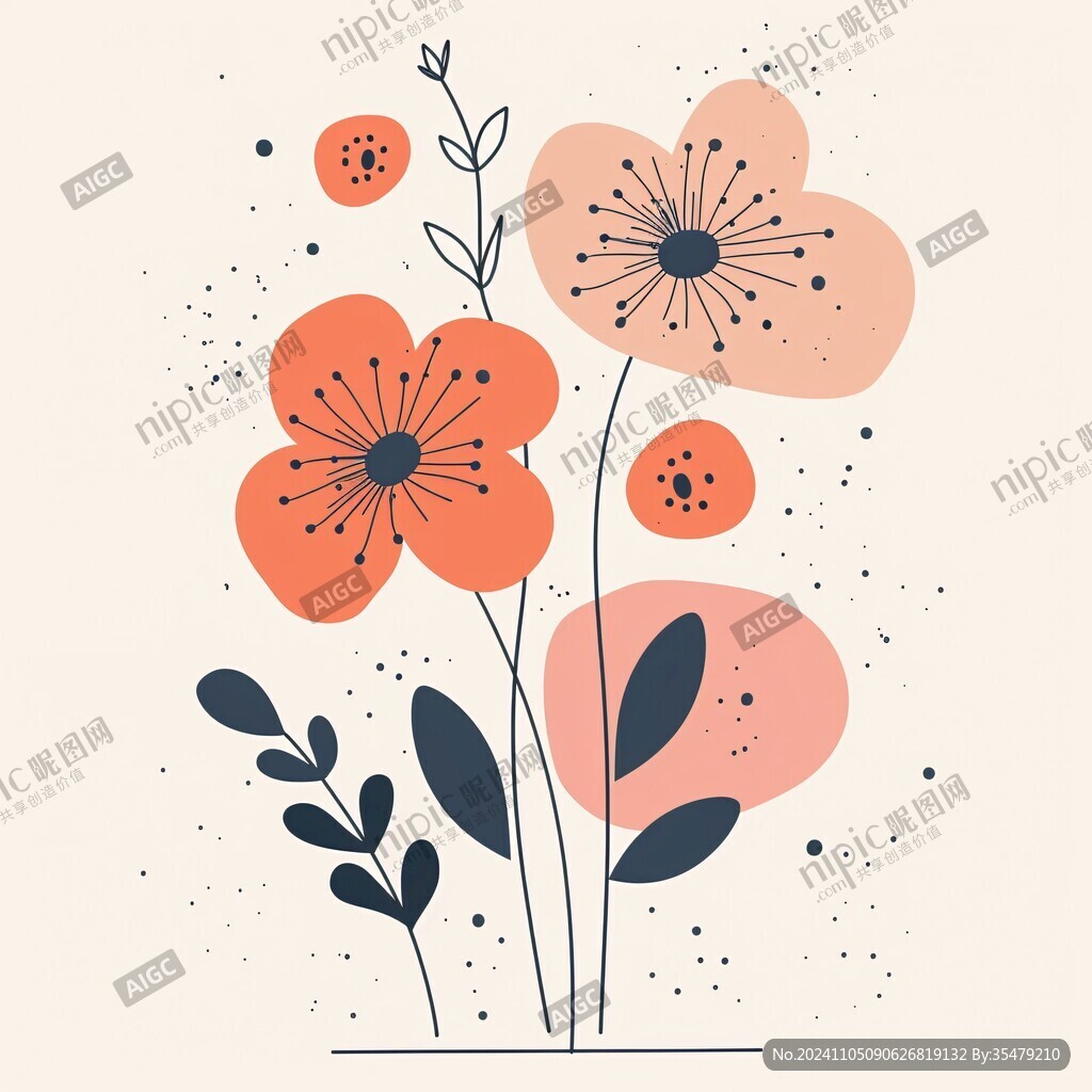 扁平化手绘花朵
