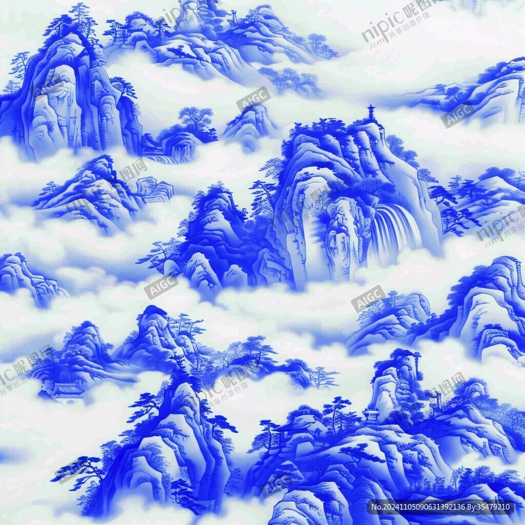 国潮山水贴图