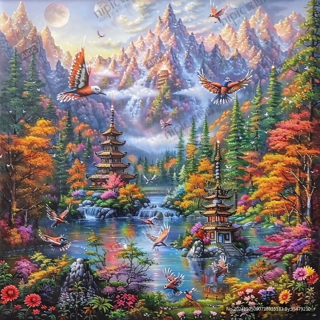 立体山水油画
