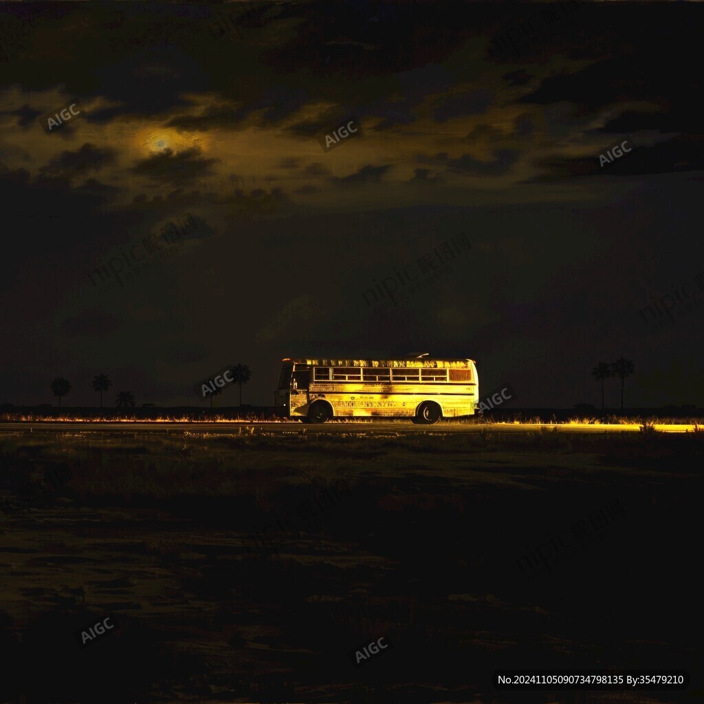 夜晚的校车