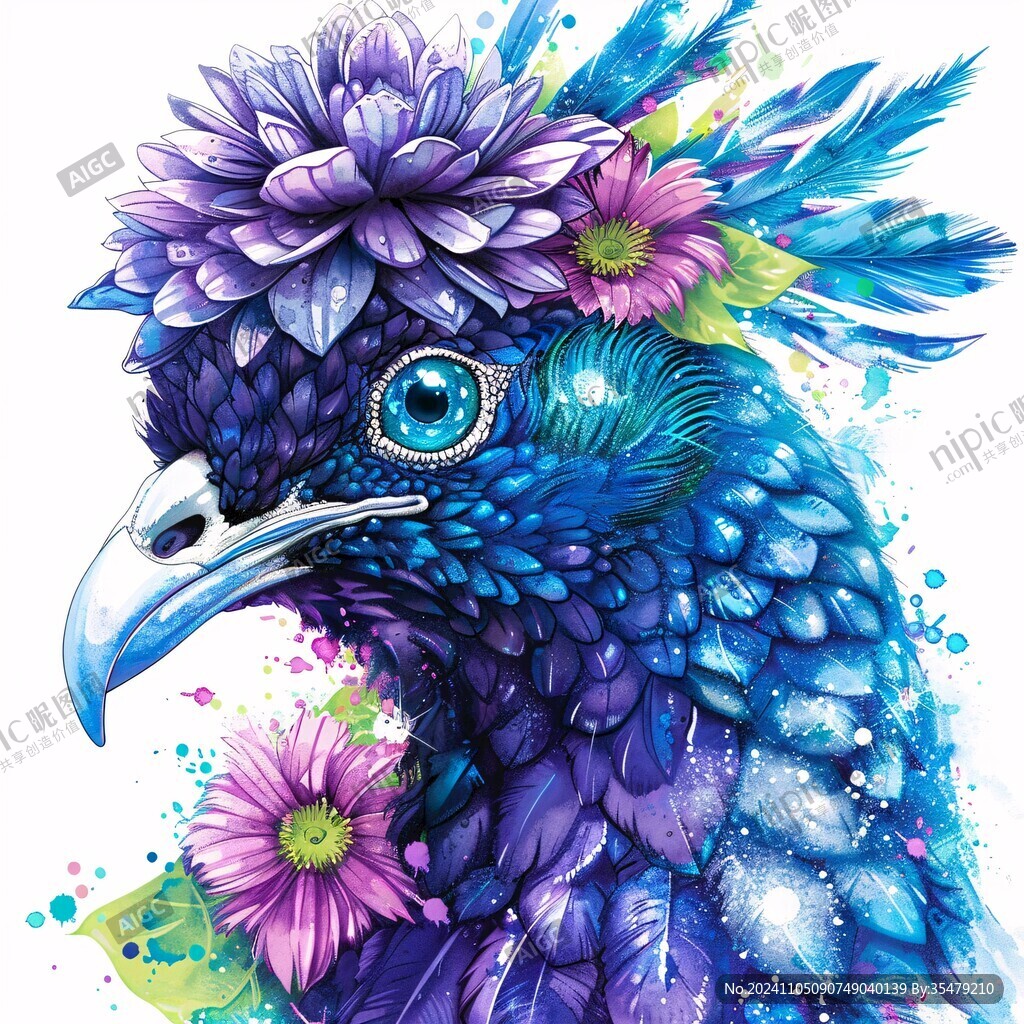 欧美手绘动物花鸟
