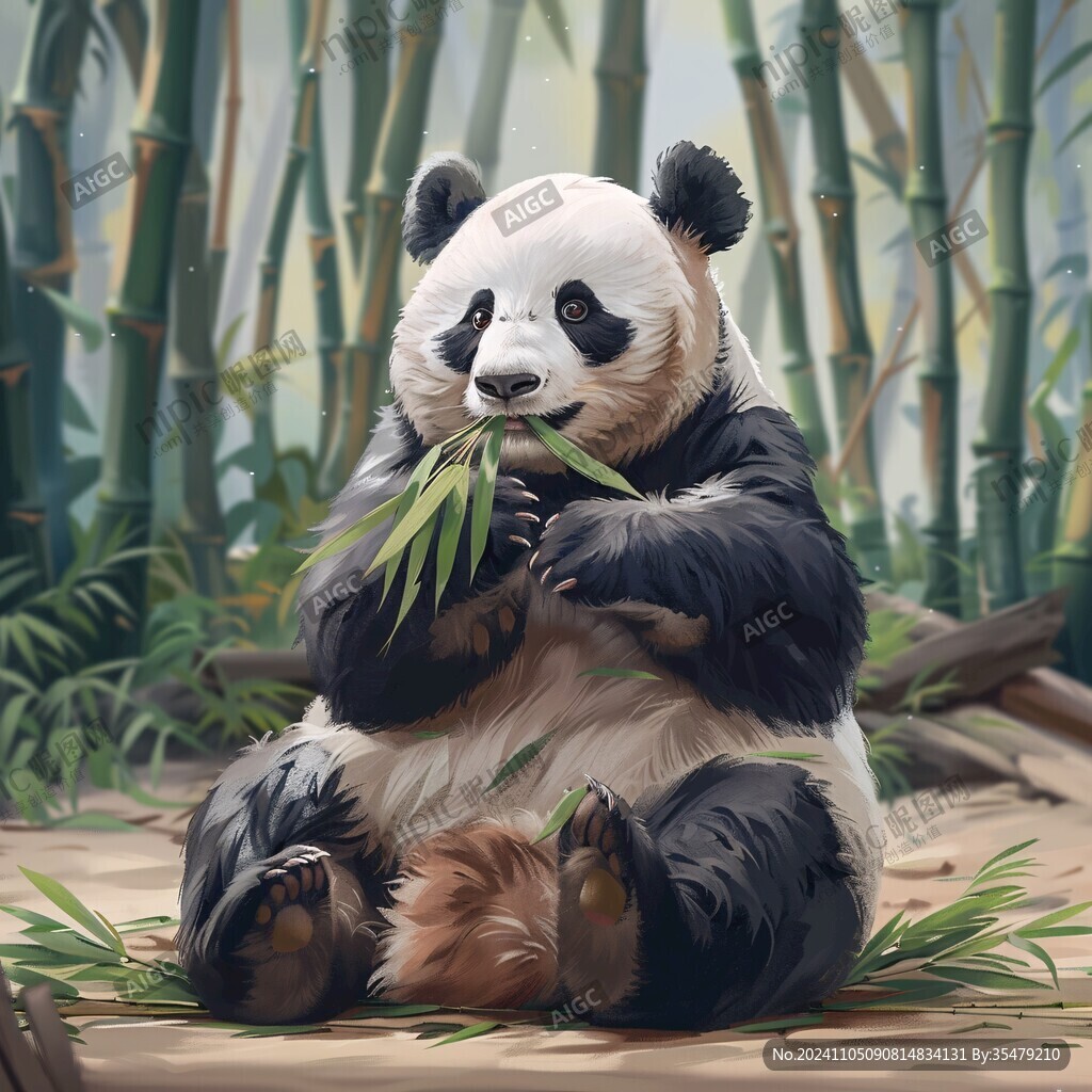 写实熊猫插画