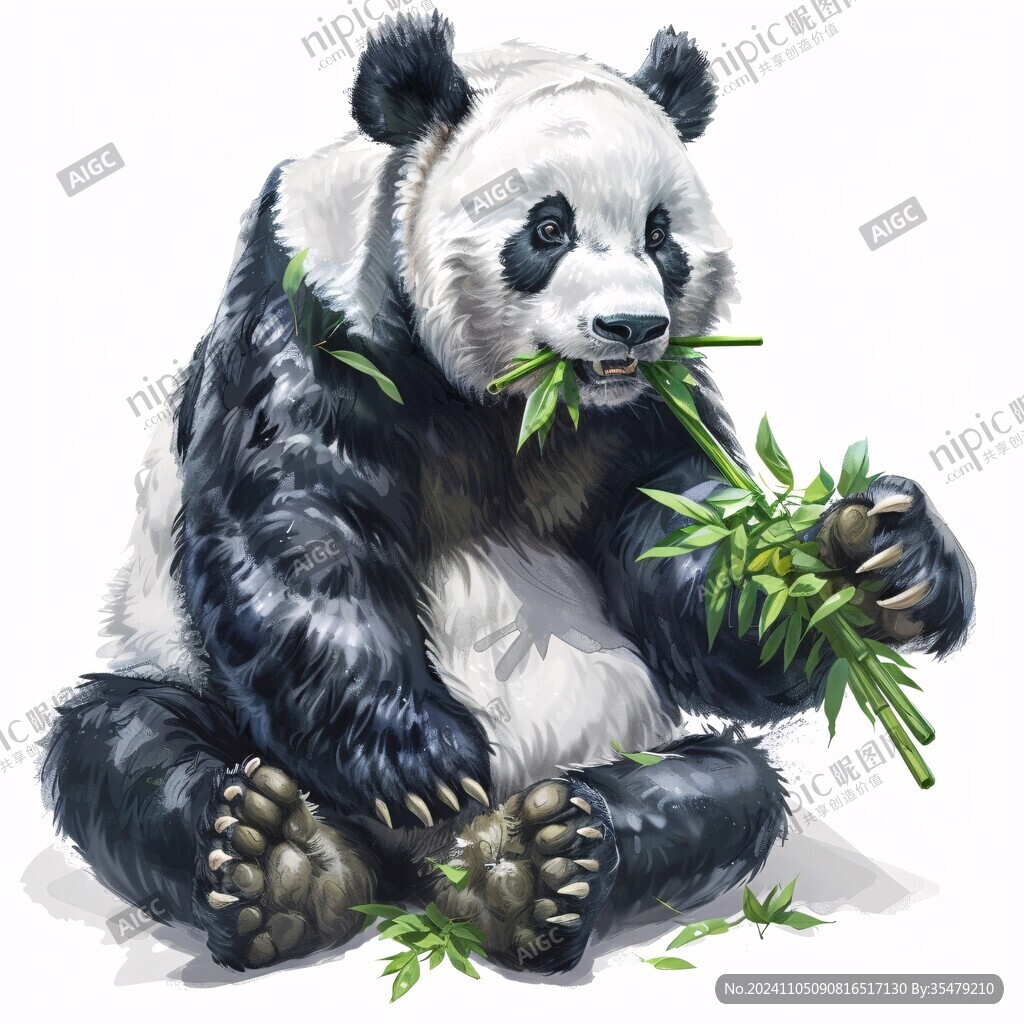 写实熊猫插画