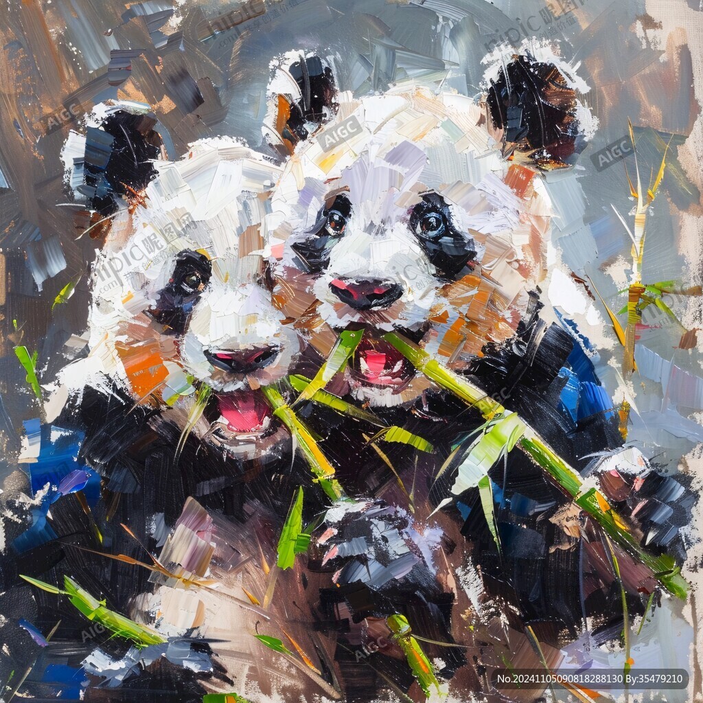 油画熊猫