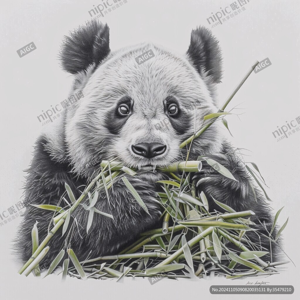 写实熊猫插画