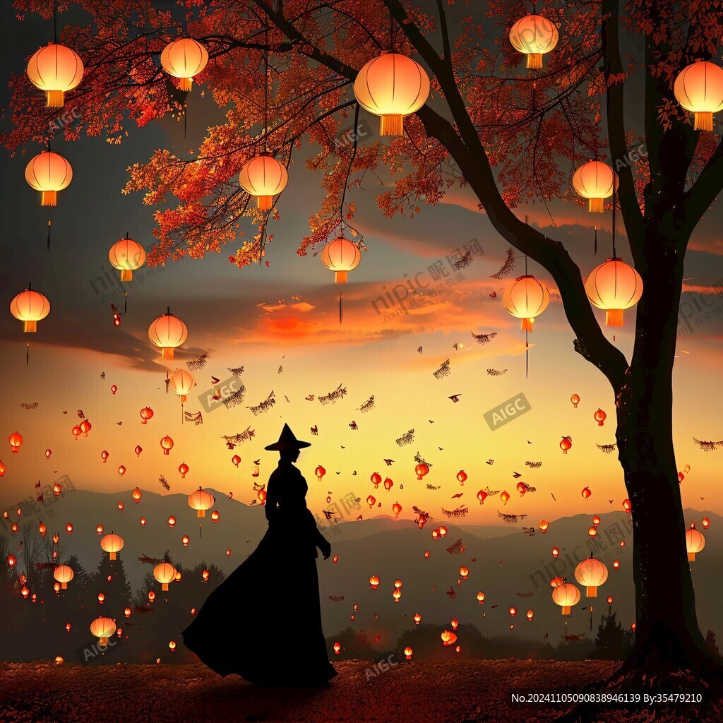 禅境秋夜极品意境插画