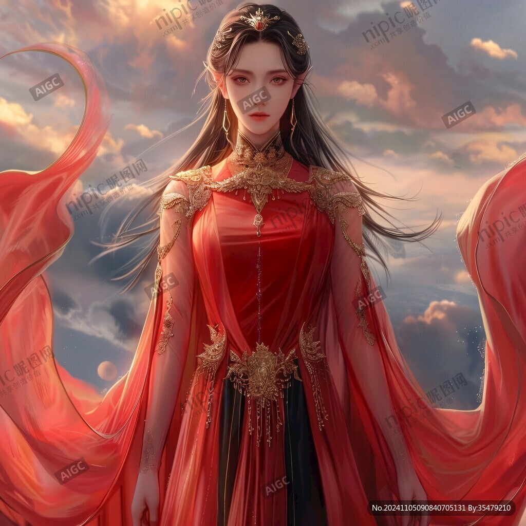 红衣少女设计古风