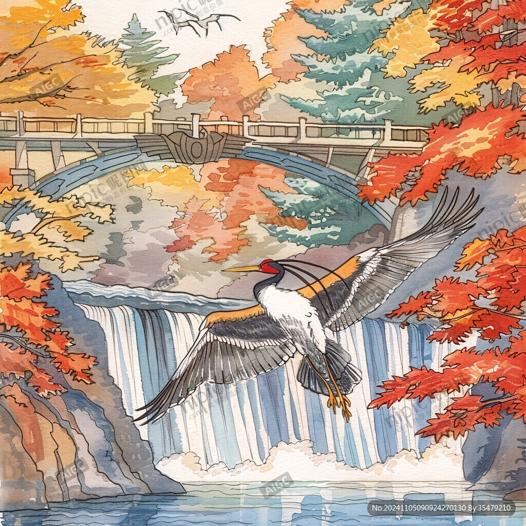 东北大学水彩彩绘插画