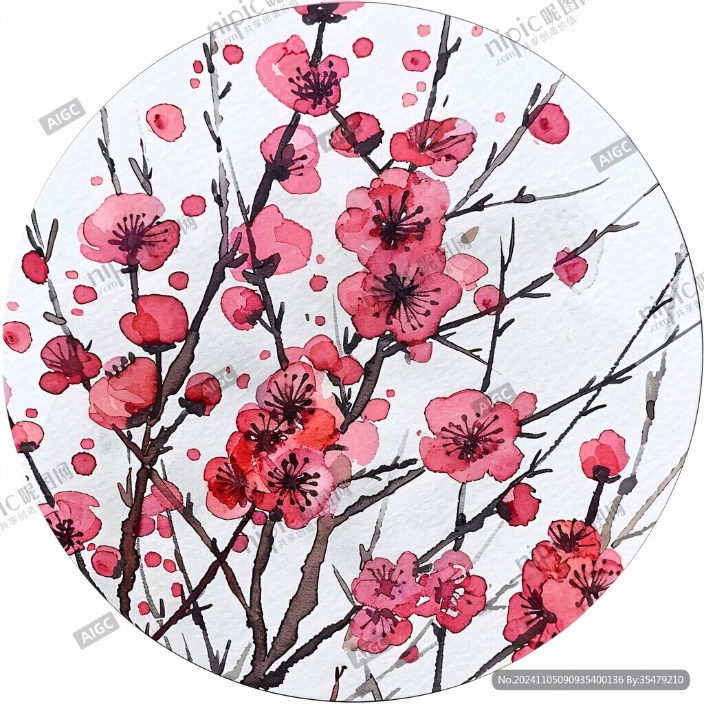 圆形梅花装饰画