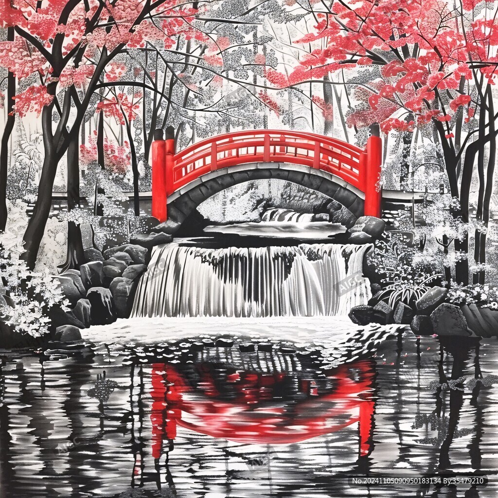 插画爱晚亭