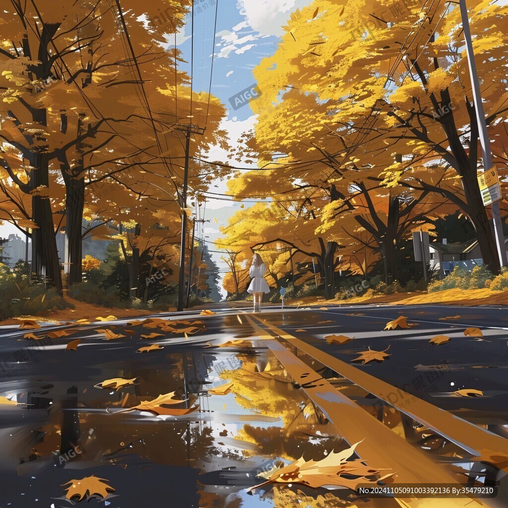 秋天治愈插画