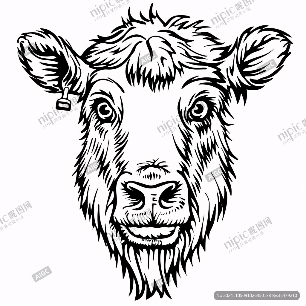 线描牛头