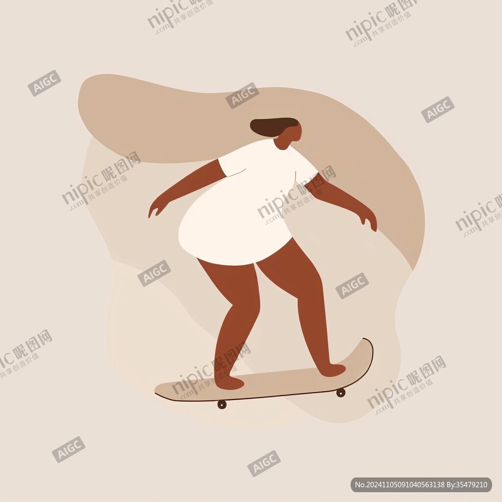 滑板人物插画
