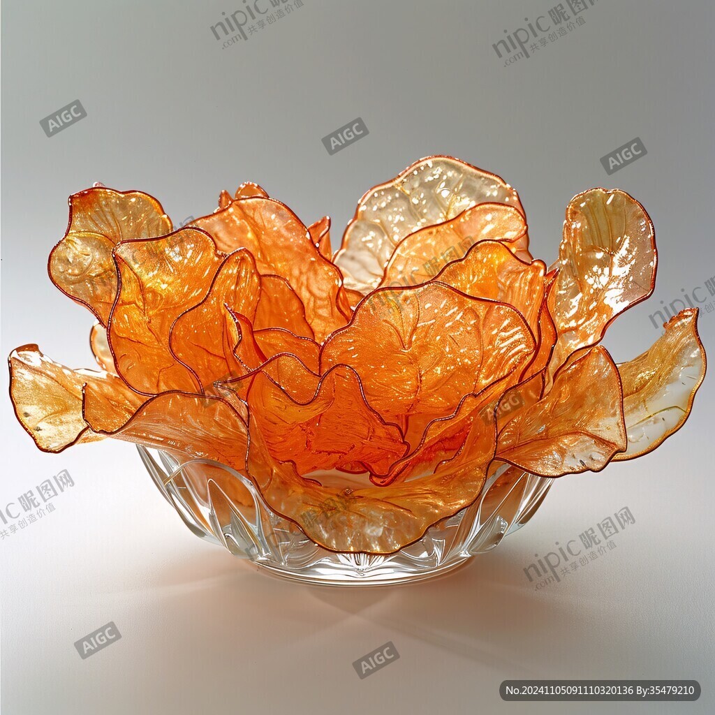 玻璃花瓣纹装饰碗