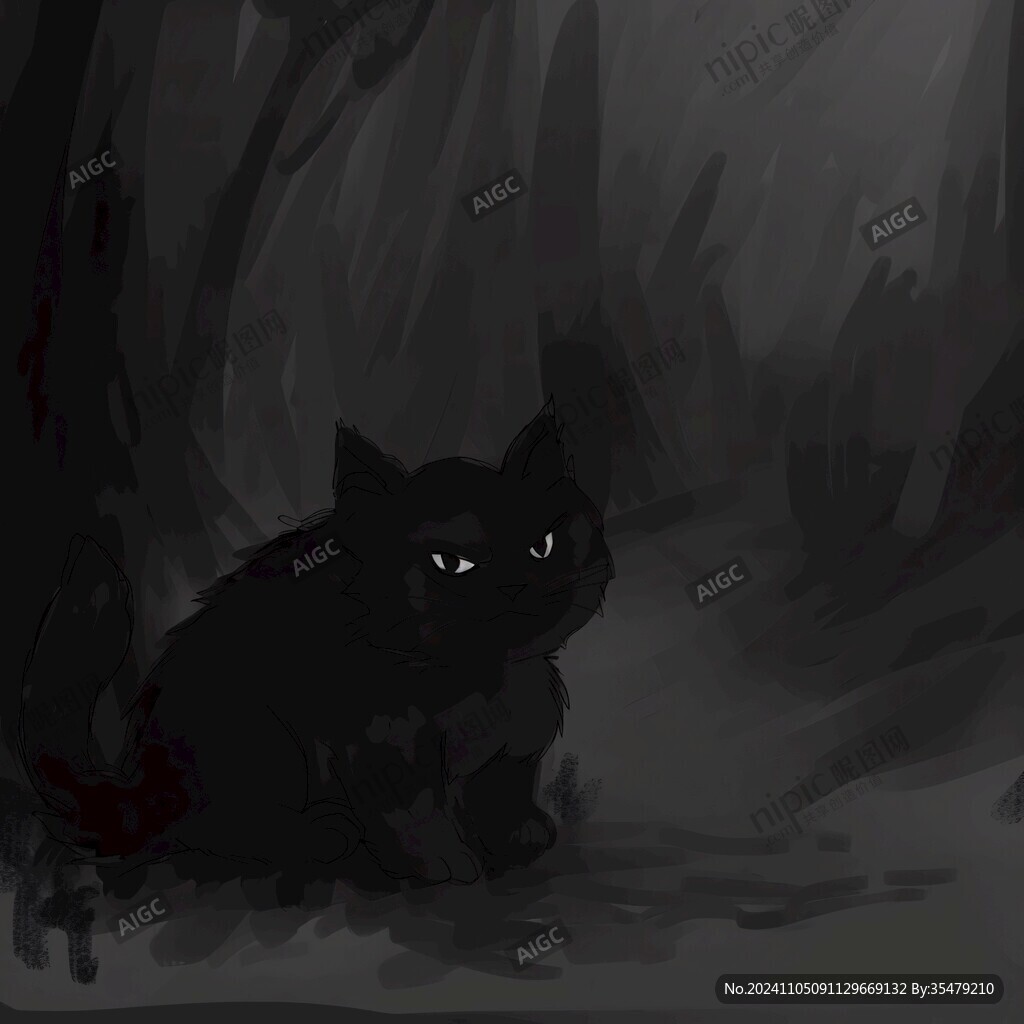小黑猫插画