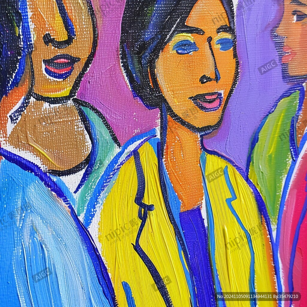 人脸色块拼接装饰画