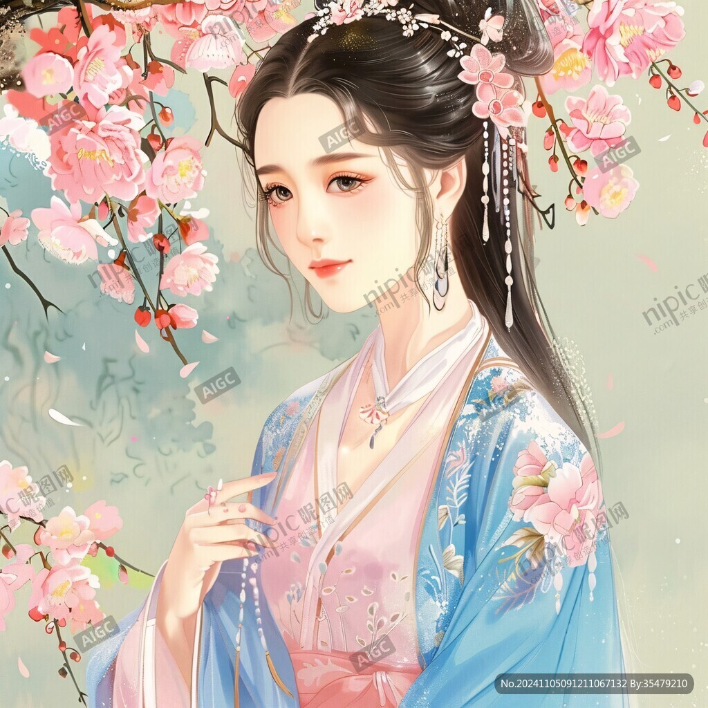 古风美女头像插画封面