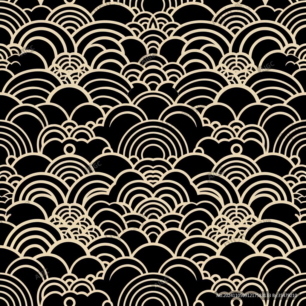 中式图案云纹浪花