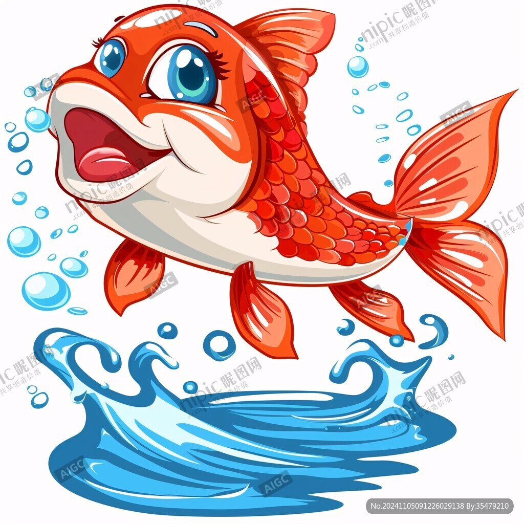 卡通写实红鲤鱼