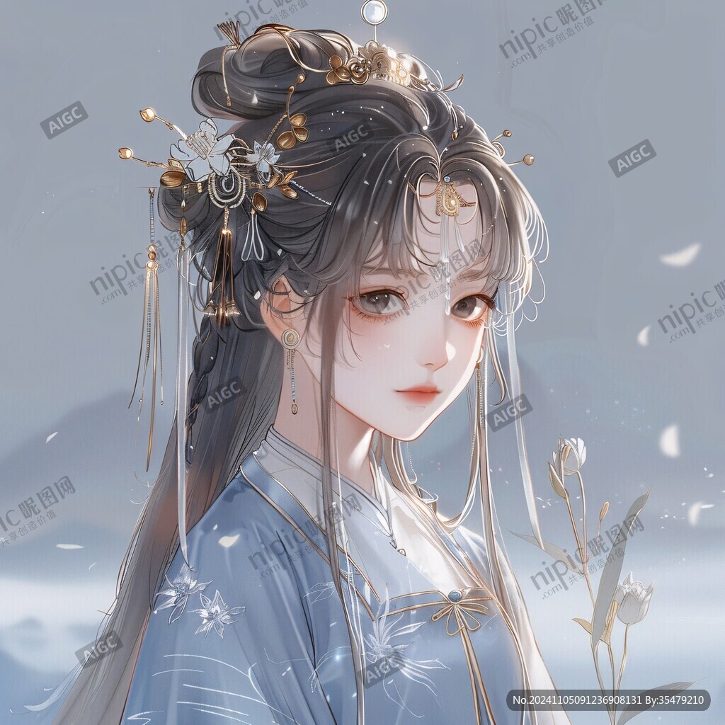 古风美女头像插画封面
